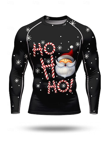  Vánoce Pánské Stahovací tričko Koşu Tişörtü Dlouhý rukáv Tričko Písmeno Rychleschnoucí Komprese Power Flex Odvod vlhkosti Cvičení v tělocvičně Aktivní trénink Cvičení sportovní oblečení Sportovn