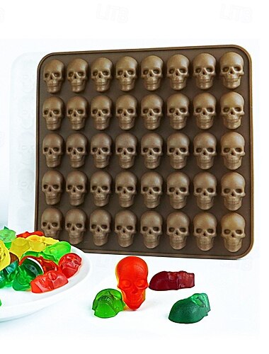 stampo in silicone per cioccolato di Halloween, teglia antiaderente per caramelle gommose alla zucca&amp;altro - cappello da mago, pipistrello, teschio, ragno, lapide, forme - stampo in silicone per
