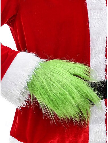  Halloween groene harige handschoenen voor dames – pluizige kostuumaccessoire voor cosplay, verkleedpartijen en vakantie-outfits