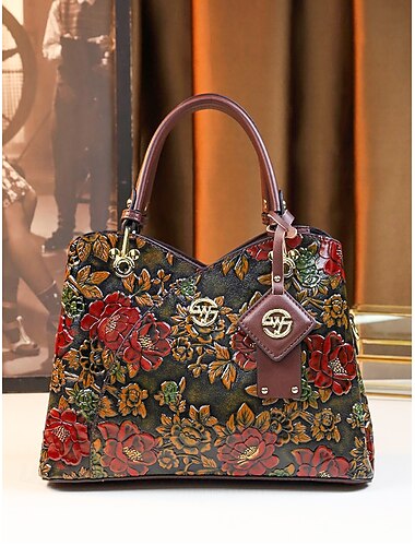  Borsa vintage da donna in similpelle con motivo floreale in rilievo: elegante borsa a tracolla retrò per donne, matrimoni, feste e occasioni formali