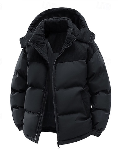  Pánské Zimní kabát Puffer bunda Polstrovaná bunda Kapsy Polyester Dovolená Denní nošení Rande Standardní Módní Na běžné nošení Pohodlné Zahřívací Zima Barevné bloky Černá Světlá růžová Modrá Trávov