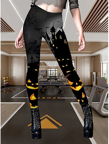  Női Nadrág Leggingek Kényelmes leggings Szabadság Szüret Utcai sikk Teljes hossz TermészetesPantsMindszentek napja Grafika Mindszentek napja Denevér Rugalmas derék Nyomtatott kellemes Szabadtéri