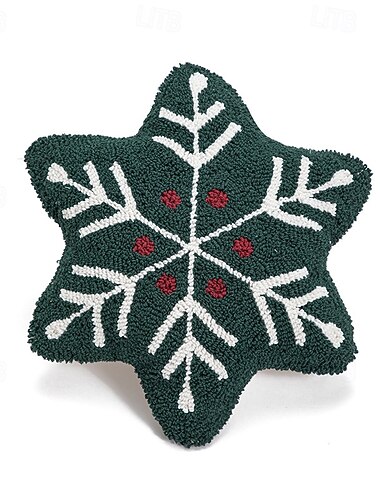  Nordisk juleputetrekk, kreativt formet sofapute med snøfnuggbroderi, festlig dekorativ kastepute til julepynt