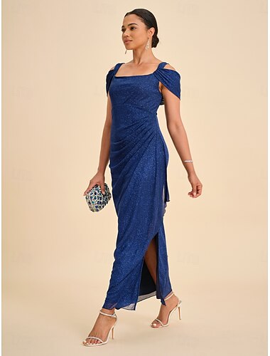  Dame Maxikjole Tubekjole Elegant Fest Bursdag Helfarge Ermeløs Firkantet hals Kongeblå Sommer