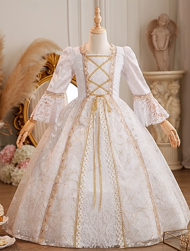  Rokoko Steampunk schick Maxi Partykostüm Zubehör Glockenärmel Prinzessin Schleife Retro Ballkleid Spitzkragen Kostüm Mädchen königlich Weihnachten Halloween Karneval Maskerade Hochzeitsfeier Festival