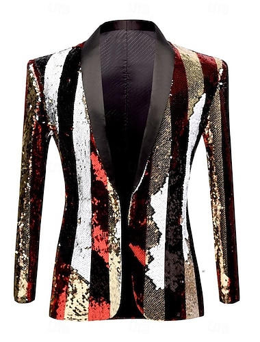  Herre Blazer jakke Buet Mote Fest Linje Blazer Flerfarget Slank Fasong Enkelt Brystet Enn-knapp