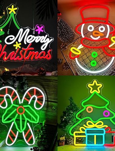  1 Packung Frohe Weihnachten Neonzeichen für Wanddekoration USB-betriebene bunte Buchstaben Neonlicht dimmbar rot-grünes frohes Weihnachts-LED-Leuchtzeichen für Partys Wohnzimmer Club
