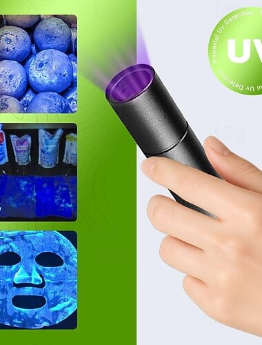  Lampe UV à lumière noire, mini lampe torche UV rechargeable puissante de 365 nm, lampe torche ultraviolette USB-C, détecteur d'urine d'animaux portable pour le durcissement de la résine, verre
