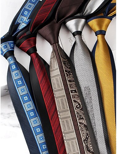  Polyester herenstropdas met klassiek patroon, slanke formele stropdas in meerdere kleuren, kerstcadeau-accessoire voor bruiloften, zakelijke bijeenkomsten en feestdagen