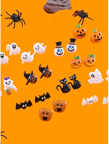  Pendientes de calabaza y fantasma de Halloween para mujer: bonitos pendientes colgantes de acrílico para fiestas de Halloween.