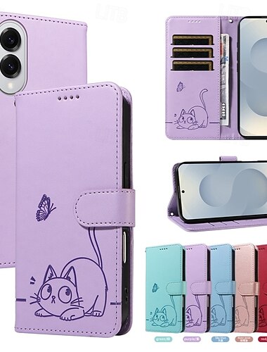  Handy Hülle Handyhüllen Für Google Pixel 10 Pro XL Pixel 9 Pro XL Pixel 8 Pro Pixel 7 Pro Brieftaschenhülle Vollschutz mit Trageriemen Stoßfest Katze Retro PU-Leder