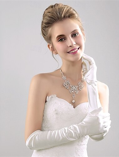  Szatén Könyökön felül Kesztyű Elegáns / Stílusos / Egyszerű Val vel Tiszta Szín Esküvői / party kesztyű