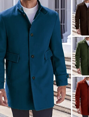  Hommes Manteau d'Hiver Manteau Caban Trench Trench-coat Occasionnel Automne Hiver Polyester Vêtements d'extérieur Vêtement Tenue Classique Col à Revers