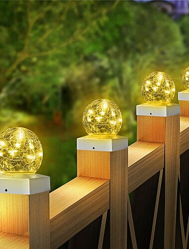  1 st solcellsdriven utomhus trädgårds-LED dekorativ atmosfärslampa landskapslampa strålkastare med sprickglaskula LED-lampa