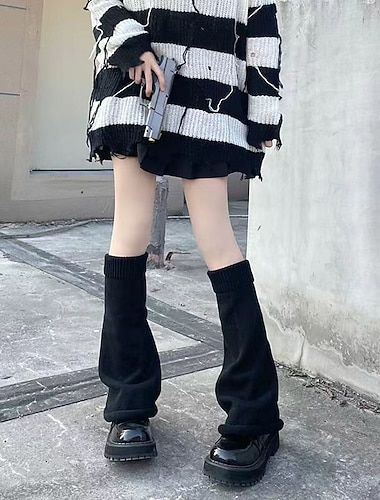  женские вязаные носки-складки, расклешенные гетры на осень и зиму, однотонные носки до середины голени, модные гетры в студенческом стиле