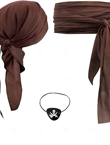  Retro Vintage Mittelalterlich Renaissance Taillengürtel Stirnband Zubehör Pirat Wikinger Kostüm Herren Damen Unisex Seeräuber Halloween Karneval Leistung LARP Erwachsene Gürtel Kopfbedeckung