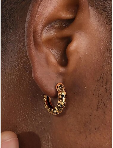  Pendientes de aro con calavera de Halloween para mujer: pendientes de cobre estilo gótico punk para fiestas de disfraces, cosplay y uso diario.