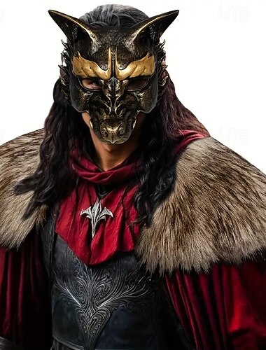  Retro / vintage Medeltida kostymer Renässans Mask Sjalar Fuskpälsdräkt Krigare drake Viking Maskeradkläder Herr Viking fantasi Halloween Karnival Prestanda Fest LARP Vuxen Sjal Mask