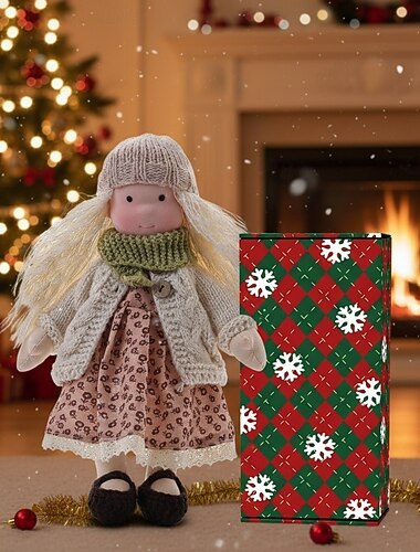  Handgemaakte Waldorf-pop Baby meisje met gezellige kleding - 30 cm zachte pluche pop met cadeauverpakking voor peuters ideale kerstd cadeaux voor kleinkinderen meisjes