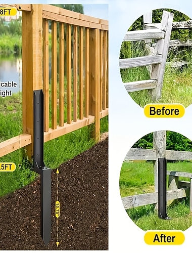  Hochleistungs-Reparaturset für Metallzaunpfosten mit Stahlankern für schiefe und beschädigte Holzstützen