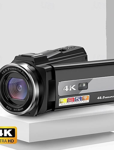  מצלמת וידאו DV ניידת HD 4K להקלטת ולוגים בדרכים עם שלט רחוק לחיבור WiFi לנייד ומסך מסתובב 180 מעלות לסלפי.