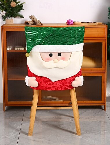  Fundas de silla decorativas 3D navideñas fundas de silla de lentejuelas doradas decoración festiva para el comedor decoraciones para fiestas de Navidad de estilo europeo