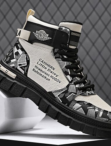 Tênis casual masculino cano alto | Design estampado moderno para estilo de rua e uso diário   Tênis casual masculino cano alto | Design estampado moderno para estilo de rua e uso diário