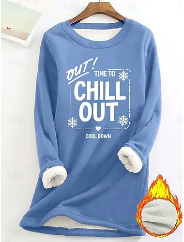  בגדי ריקוד נשים סווטשירט סוודר Pullover סווטשירטים אותיות חם סגנון רחוב יום יומי שרוול ארוך צווארון עגול קצר חולצות ארוכות בית לבוש ליום קזו'אל דפוס שחור צהוב ורוד מסמיק ורוד כהה פול סתיו חורף