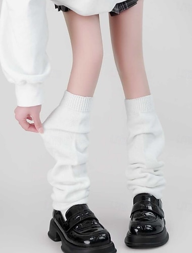  женские носки свободного кроя, теплые однотонные гетры на осень и зиму, носки для ног в школьном стиле, гетры до колена