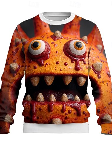  Per uomo Volto umano Felpa Casual Manica Lunga Girocollo Vacanza Feste Regalo Viola Arancione Girocollo 3D Tutte le stagioni progettista S M L XL XXL XXXL