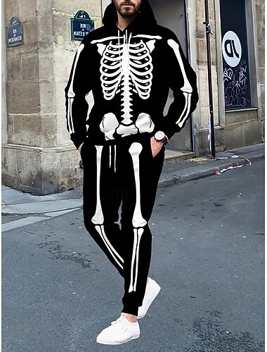  Halloween Skeleton Skull Outfits Hoodie Tracksuit Anime 3D Graphic For Couple's Men's Women's Adults' Halloween Carnival Masquerade 3D Print Casual Daily