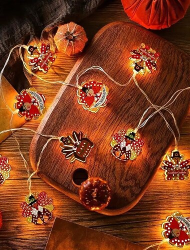  Takkebud Jern Tyrkisk Formet Lyskilder 1,65m 10LEDs Batteridrevet Høst Takkebud Festlig Jul Hjemmedekorasjoner Finske Lys