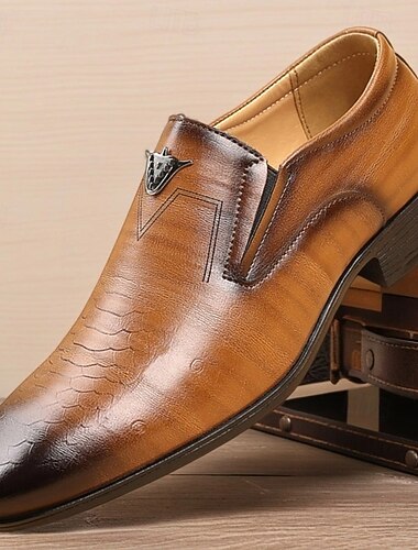  Herren-Slipper aus braunem Kunstleder – Business-Schuhe mit Krokodilmuster für formelle Anlässe und Abendpartys