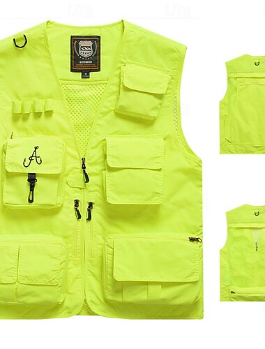  Bărbați Scrisă Cârlige de pescuit Γιλέκο Gilet Vesta de pescuit Tactic Practic Casual Fotografie Camping și drumeții Vânătoare Uscare rapidă Buzunare multiple Vestă de pescuit cu plasă detașabilă la
