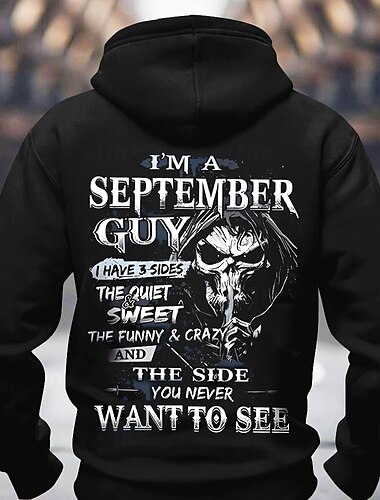  Moletom Masculino do Cara de Setembro - "Eu Tenho 3 Lados Quieto Doce Engraçado Louco  o Lado que Você Nunca Quer Ver" Gráfico de Manga Longa