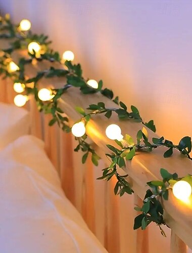  グリーンリーフ ローズ LED フェアリーストリングライト 6m 40LED バッテリー駆動のキノコガーランドライト 家庭用 バルコニー ガーデン ポーチ 窓 ホリデー 結婚式 パーティー装飾