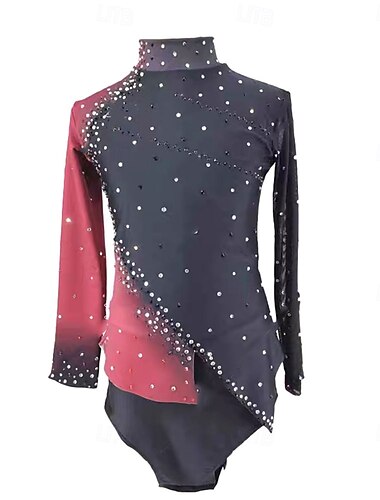 Krasobruslení Pánské Chlapecké Buz Pateni Topy Černá / červená Slátanina Asymetrický lem Spandex Vysoká pružnost Trénink Profesionální Soutěž Bruslařské oblečení Klasický Křišťál a napodobenina
