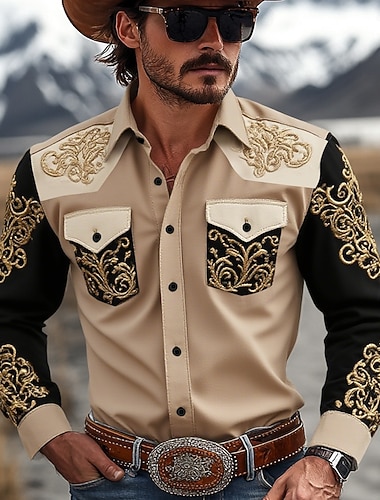 Férfi Virágminta Etno Virágok Ing Nyugati ing Cowboy ing Hosszú ujj Vintage Retro Szabadtéri Napi Munkaruha Ősz & tél Térfogatcsökkenés 3D nyomtatás Elöl két zseb Gombolható ingek Medence   Férfi Virágminta Etno Virágok Ing Nyugati ing Cowboy ing Hosszú ujj Vintage Retro Szabadtéri Napi Munkaruha Ősz & tél Térfogatcsökkenés 3D nyomtatás Elöl két zseb Gombolható ingek Medence