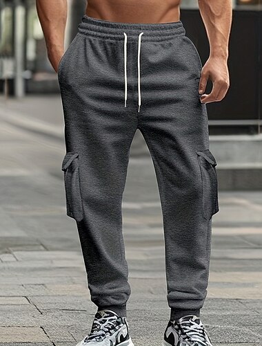  Pánské Nákladní tepláky Tepláky Běžec Kalhoty Šňůrky Kapsy Elastický pas Bez vzoru Pohodlné Outdoorové sporty Denní Módní Na běžné nošení Černá Bílá Lehce elastické