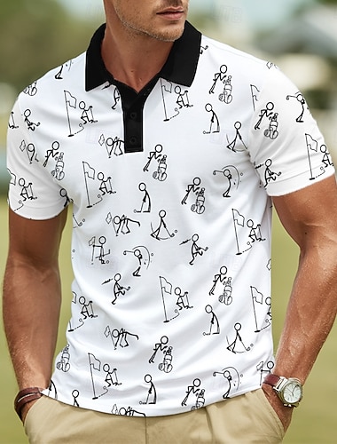  Pánské Golf Pólo Sportovní polokošile Krátký rukáv Polo tričko Košile s límečkem Na běžné nošení Oblečení na atletiku Knoflíky Léto Černá Bílá