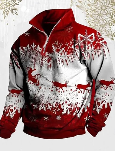 Новогодняя тематика Муж. Каждый В снежинку Рубашки-поло на молнии Длинный рукав Футболки поло Лацкан На каждый день на открытом воздухе Фестивальный наряд 3D печать Осень Зима Черный Красный Зеленый   Новогодняя тематика Муж. Каждый В снежинку Рубашки-поло на молнии Длинный рукав Футболки поло Лацкан На каждый день на открытом воздухе Фестивальный наряд 3D печать Осень Зима Черный Красный Зеленый