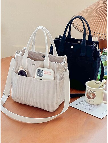  borsa tote in velluto a coste da donna con tracolla – borsa a tracolla vintage casual per lavoro, viaggi, shopping e uso quotidiano