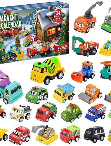  Șosete pentru cadouri în Calendarul Advent 2025 pentru băieți 24 de zile de cadouri pentru Crăciun cu mașini cu întoarcere set de cadouri pentru vacanțe pentru copii băieți cărți de mașini