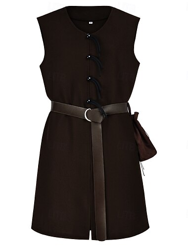  Retrò Vintage Medievale Rinascimento Set di accessori Tunica Guerriero Vichingo Costume Per uomo Vichingo Halloween Carnevale Performance LARP Fiera Rinascimentale Adulti Gilet Cintura Borsa