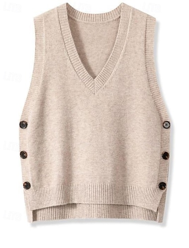 Damen Pullover Pullunder Vintage Streetwear Einfarbig V Ausschnitt Knöpfe Gestrickt Ärmellos Normale Oberteile Stricken Outdoor Täglich Ausgehen Schwarz Rote Frühling Herbst   Damen Pullover Pullunder Vintage Streetwear Einfarbig V Ausschnitt Knöpfe Gestrickt Ärmellos Normale Oberteile Stricken Outdoor Täglich Ausgehen Schwarz Rote Frühling Herbst