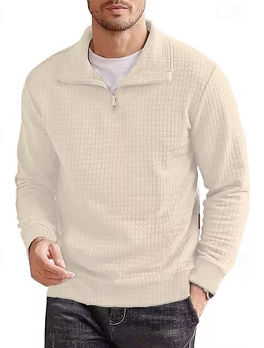  Pánské Mikina Waffle mikina Svetrová mikina s kapucí Svetr Čtvrtletní mikina na zip Černá Bílá Armádní zelená Bordó Námořnická modř Klopa Bez vzoru Zip Sporty a outdoor Ležérní Denní Šik ven Chladn