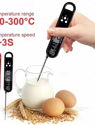  Digitales Küchenthermometer zum Kochen von Lebensmitteln für Fleisch, Wasser, Milch, Kochen, Grillen, Grillen im Freien, wasserdicht, sofort ablesbarer digitaler Temperatursensor