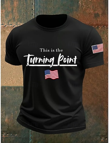  Herre Bokstaver Amerikansk flagg Kortermet skjorte T-skjorte T-skjorte T-skjorte Kortermet T skjorte 3D-utskrift Crew-hals Skjorte Mote Designer Fritid Feriereise Daglig Ferie Svart Rød Navyblå Alle