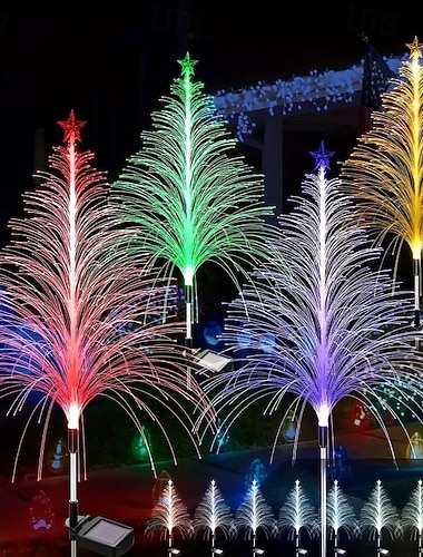  4PCS Solar LED Qualle Schmetterling Rasenlicht Außen Weihnachtsbaum Stern Gartenlicht RGB wechselnd Weihnachtsfeier Hof Rasen Garage Gehwegdekoration Solar Landschaftslicht