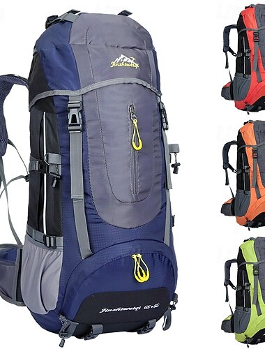  65+5 L תיקי גב תיקי גב לטיולי יום תיק מטיילים לביש רב תכליתי עמיד נושם נגד החלקה חיצוני ציד צעידה קמפינג נסיעות פּוֹלִיאֶסטֶר ספנדקס ניילון שחור אדום נייבי כהה